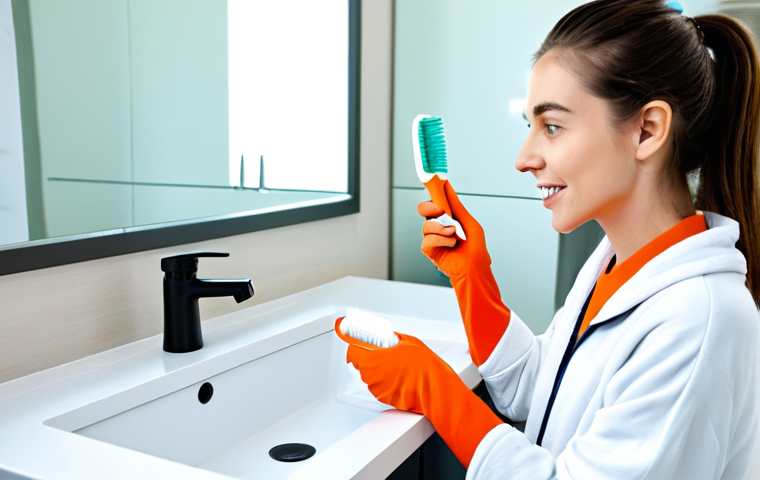 Upgrading Your Brushing Technique**

A woman in a bright, modern bathroom, fully clothed in comfortable loungewear, is using an electric toothbrush with focused attention. The background shows a clean countertop with various dental hygiene products. The scene should convey a sense of mindful self-care. Perfect anatomy, well-formed hands, proper finger count, correct proportions, natural pose, high quality, professional photography, safe for work, appropriate content, fully clothed, family-friendly.

**