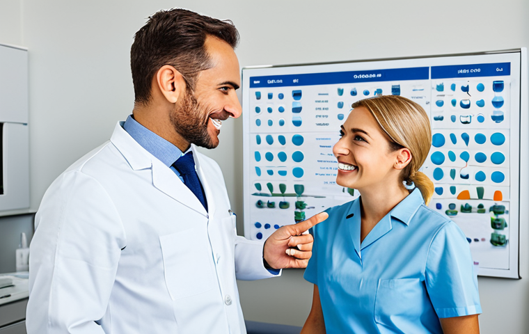 Modern Dental Office - Consultation**

"A friendly dentist, fully clothed in professional attire, explaining the different types of dental crowns (gold, PFM, zirconia, E-max) to a patient in a modern, well-lit dental office. The dentist is pointing to a visual aid (chart or model) displaying the crown options. Safe for work, appropriate content, perfect anatomy, correct proportions, natural pose, professional setting, modest clothing, family-friendly, high-quality rendering."

**