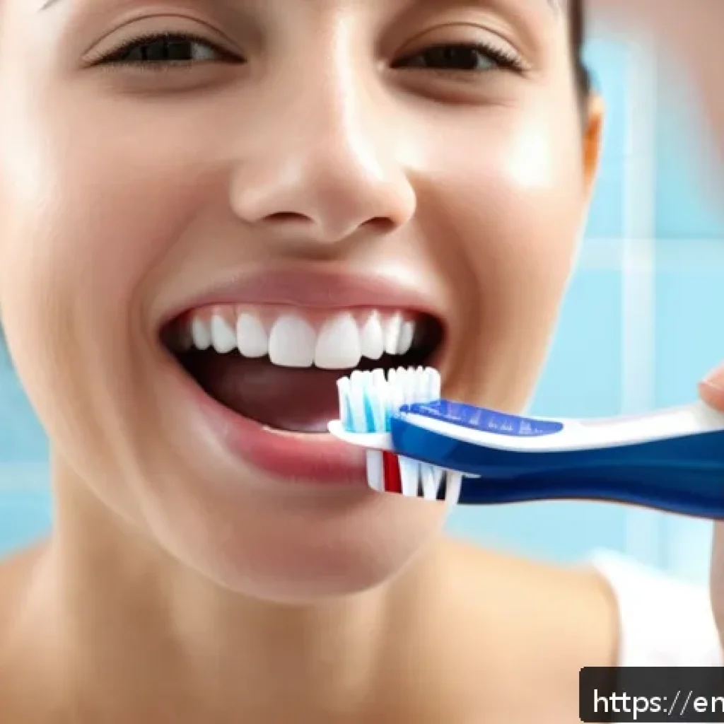 치아 과민증 완화 방법과 치료법 - A detailed, realistic close-up of a person gently brushing their teeth with a soft-bristled electric...